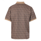 Fendi Roma All-Over FF Monogram Jacquard Polo Shirt — Brown