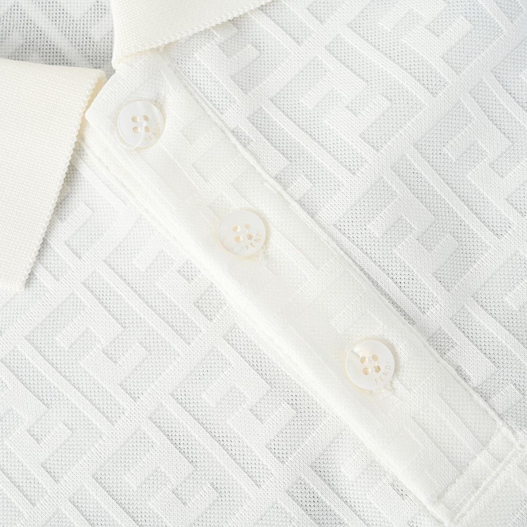 Fendi Roma All-Over FF Monogram Jacquard Polo Shirt — White