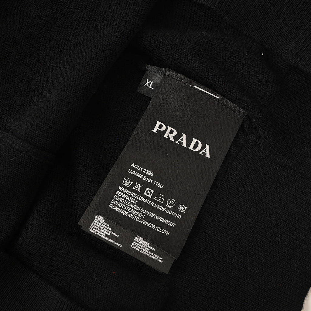 PRADA Embroidered Logo Short-Sleeve Knit Polo Shirt