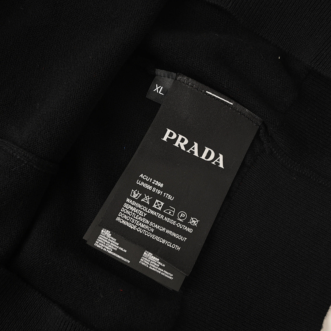 PRADA Embroidered Logo Short-Sleeve Knit Polo Shirt
