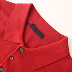 PRADA Embroidered Logo Knitted Polo Shirt