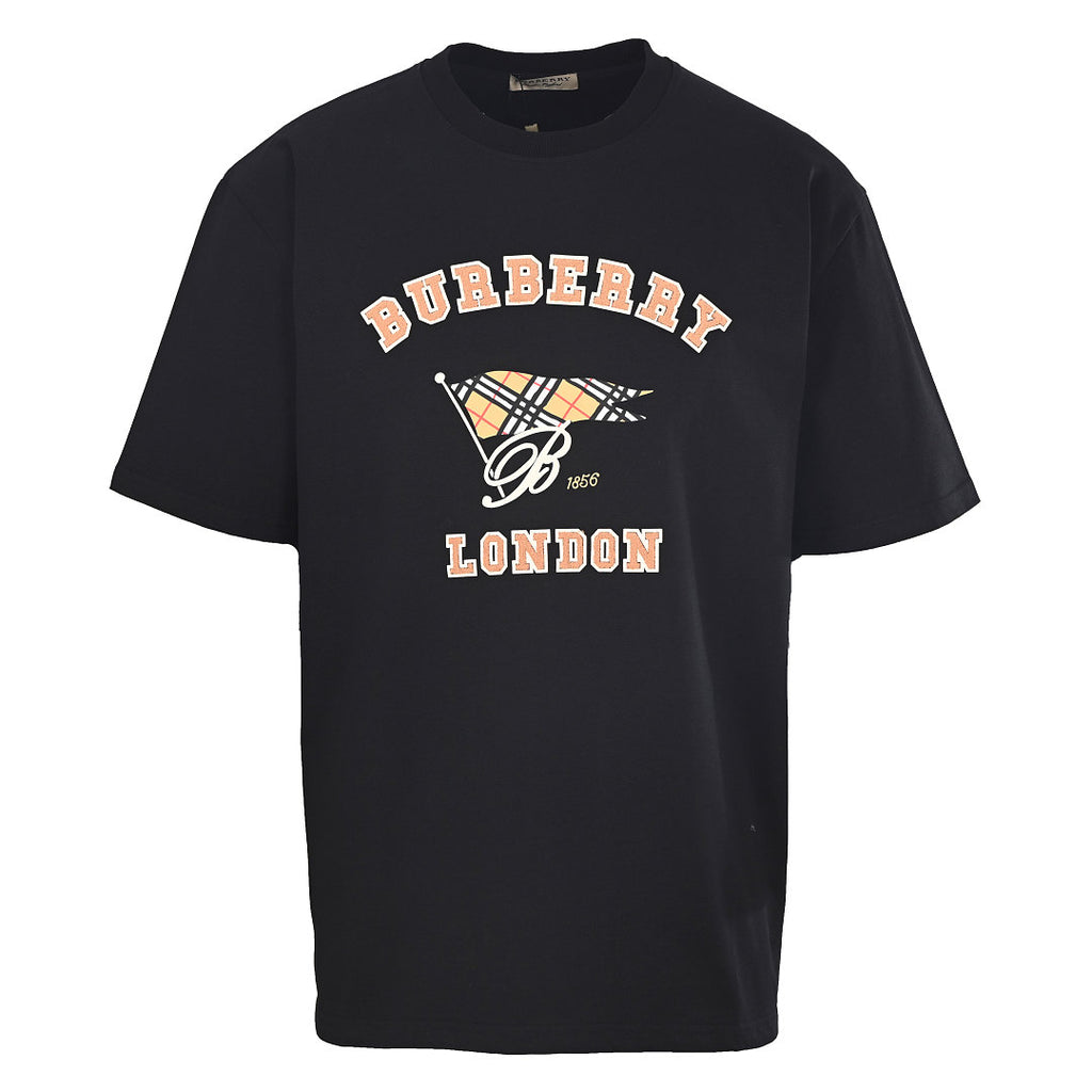 Burberry Check Flag Towel-Appliqué Letter T-Shirt