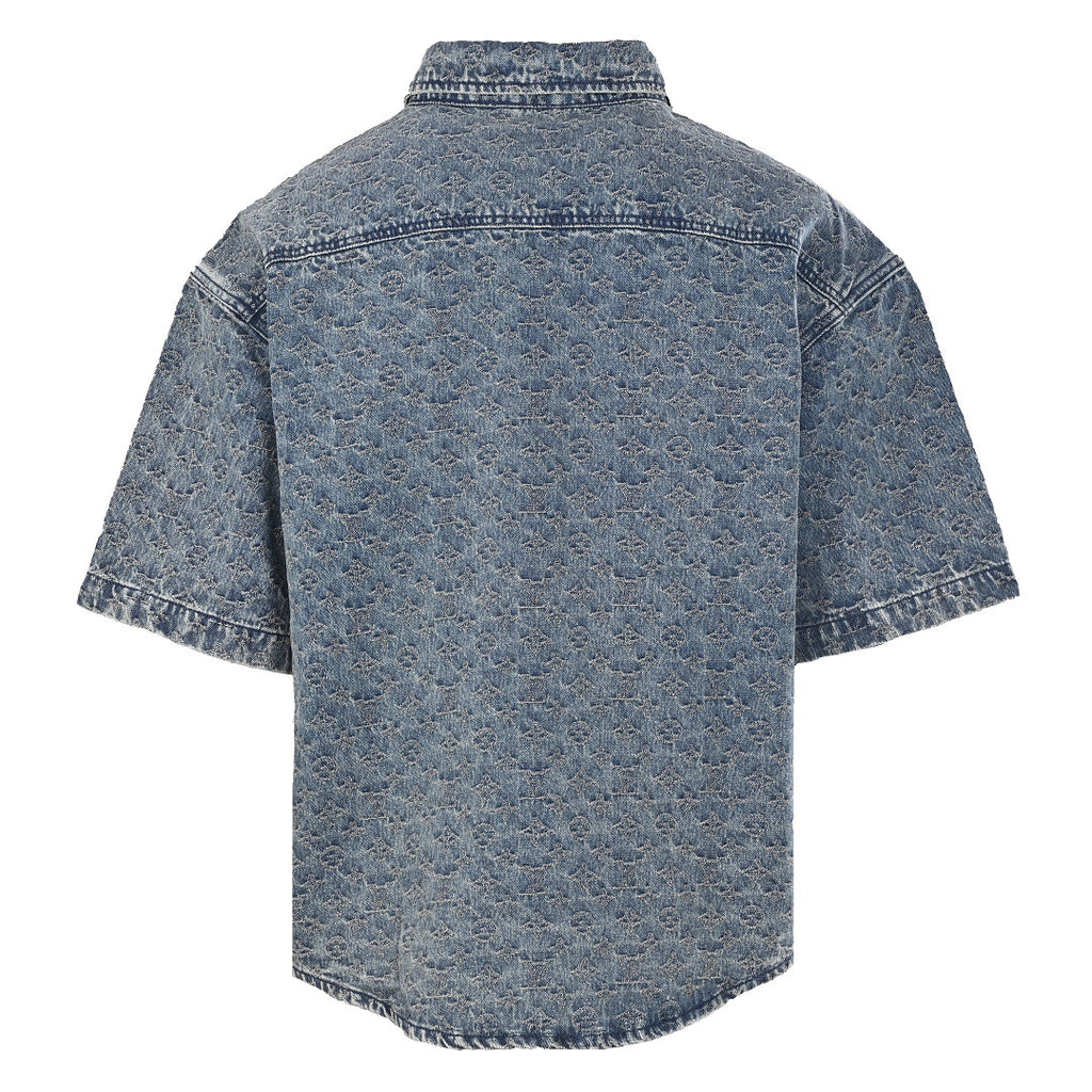 LOUIS VUITTON LV Monogram Jacquard Denim Short-Sleeve Shirt