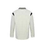 Gucci Ivory Long-Sleeve Polo with Collegiate Crest Graphic and Contrast Shoulder