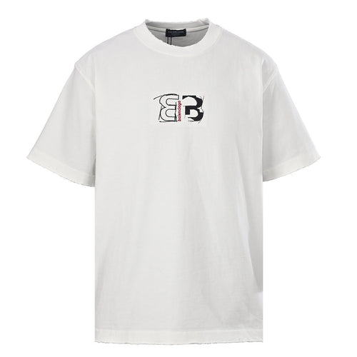 Balenciaga BLCG Double-B Contrast Logo T-Shirt – White