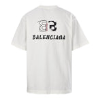 Balenciaga BLCG Double-B Contrast Logo T-Shirt – White