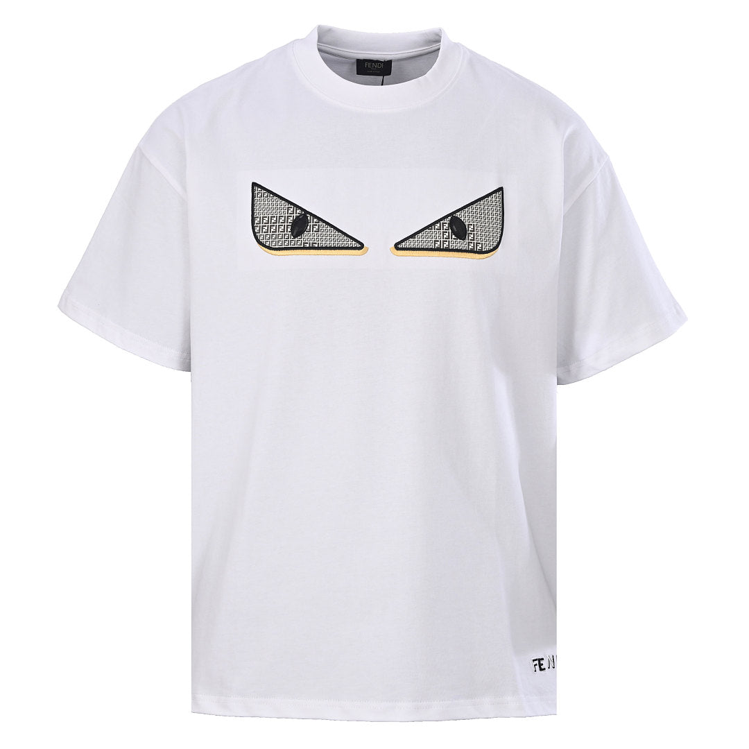 Fendi Roma Bag Bugs Eyes Appliqué T-Shirt — White