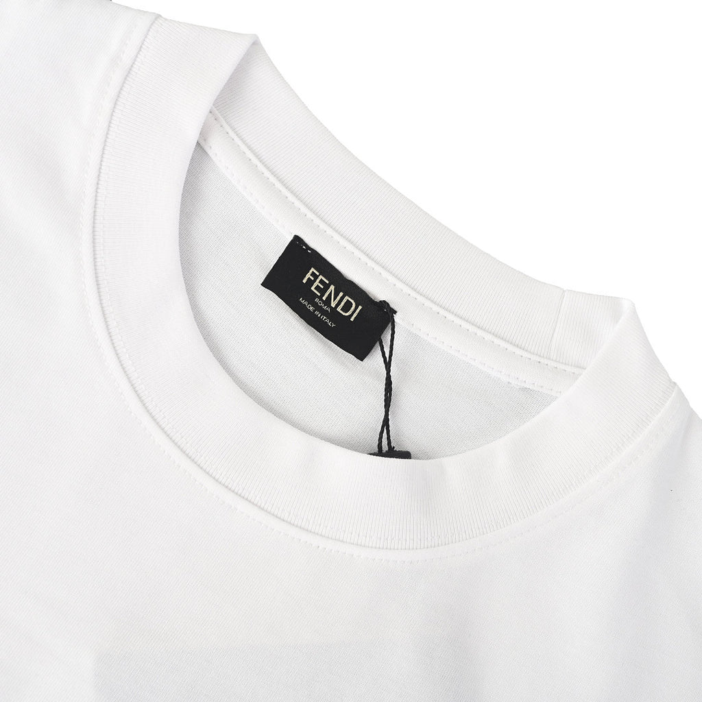 Fendi Roma Bag Bugs Eyes Appliqué T-Shirt — White