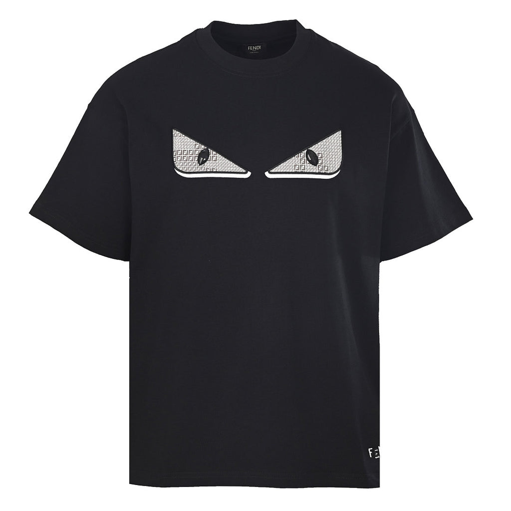 Fendi Roma Bag Bugs Eyes Appliqué T-Shirt — BLACK