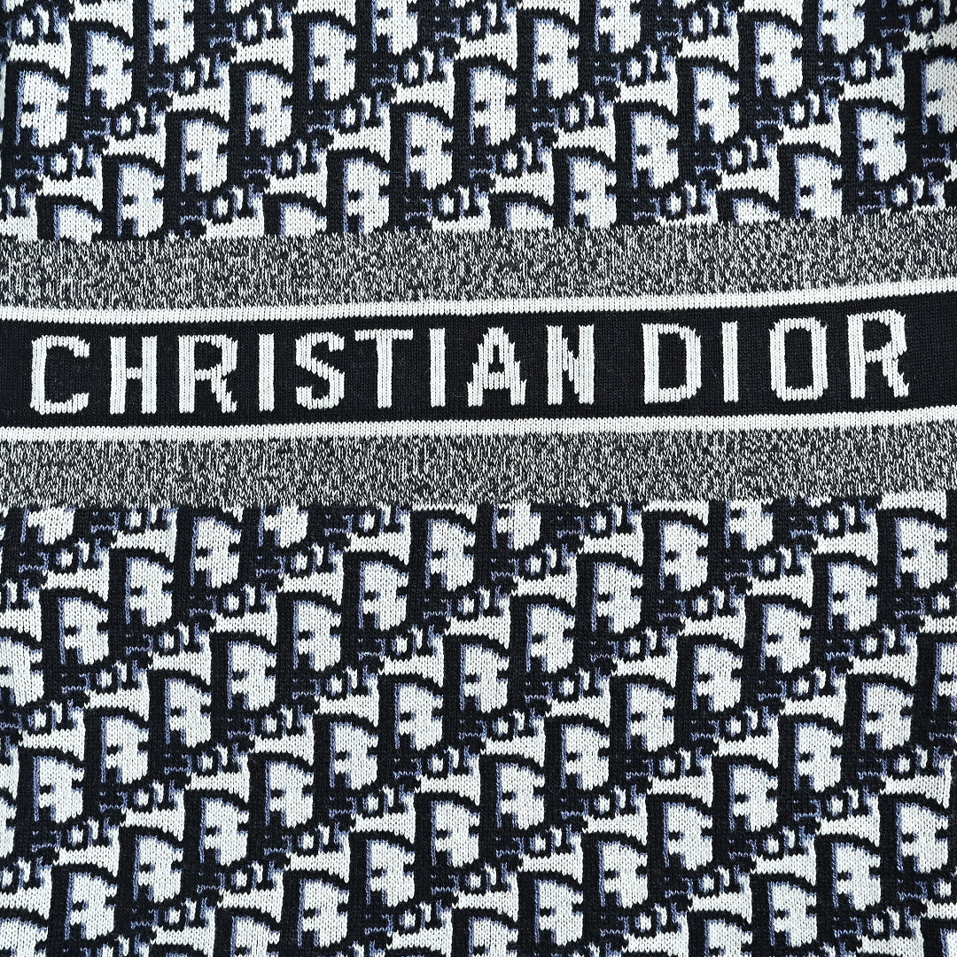 Dior Classic Monogram Reversible Wool-Cashmere Hooded Cardigan