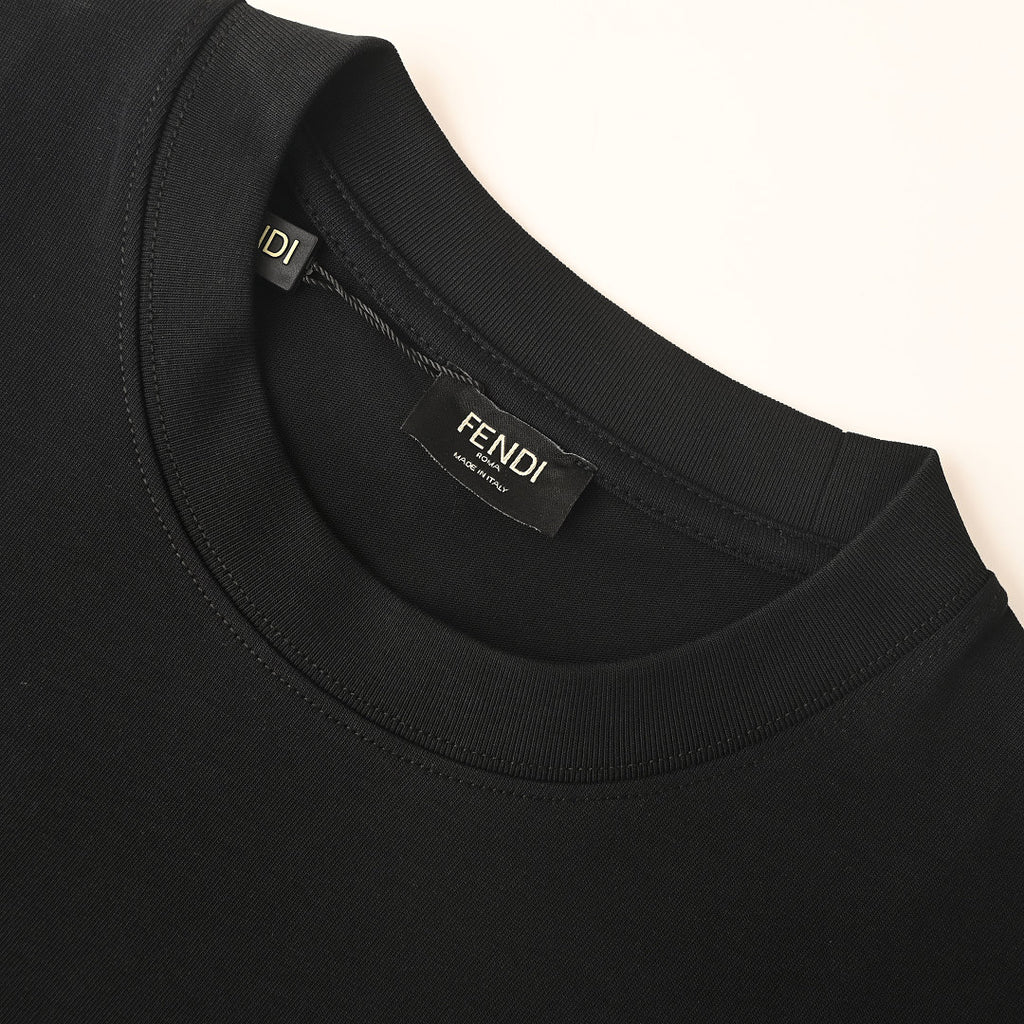 Fendi Roma Bag Bugs Eyes Appliqué T-Shirt — BLACK