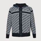 Dior Classic Monogram Reversible Wool-Cashmere Hooded Cardigan
