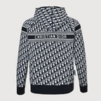 Dior Classic Monogram Reversible Wool-Cashmere Hooded Cardigan