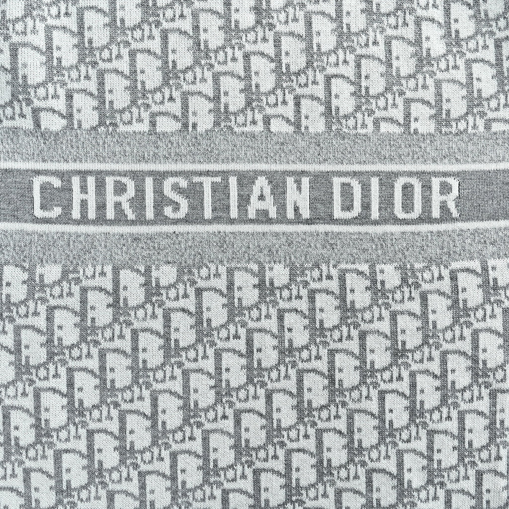 Dior Oblique Reversible Hooded Zip Jacket in Grey Cashmere Knit