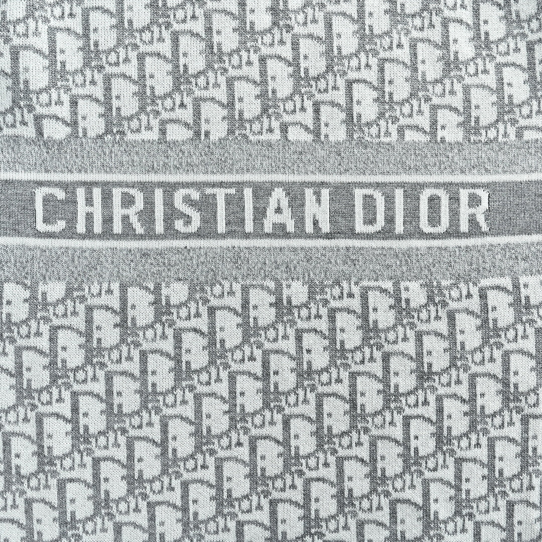 Dior Oblique Reversible Hooded Zip Jacket in Grey Cashmere Knit