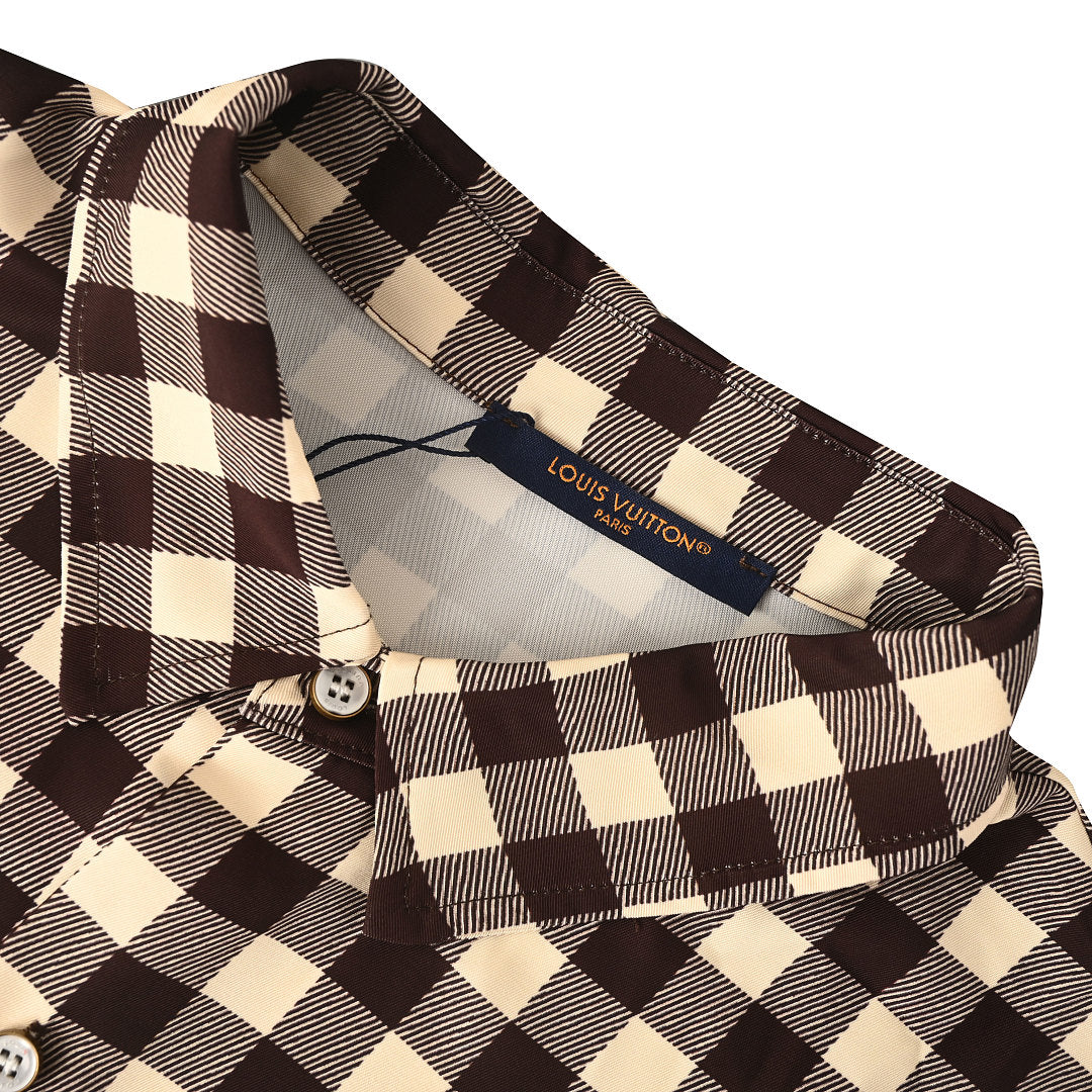 LOUIS VUITTON LV Damier Pocket Logo Short-Sleeve Shirt
