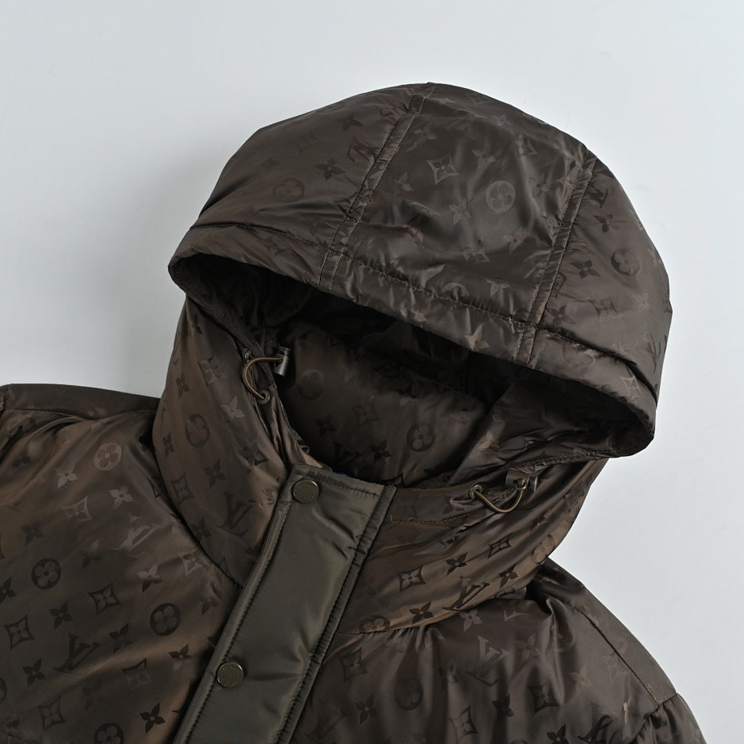 Louis Vuitton Monogram Patchwork Hooded Down Jacket