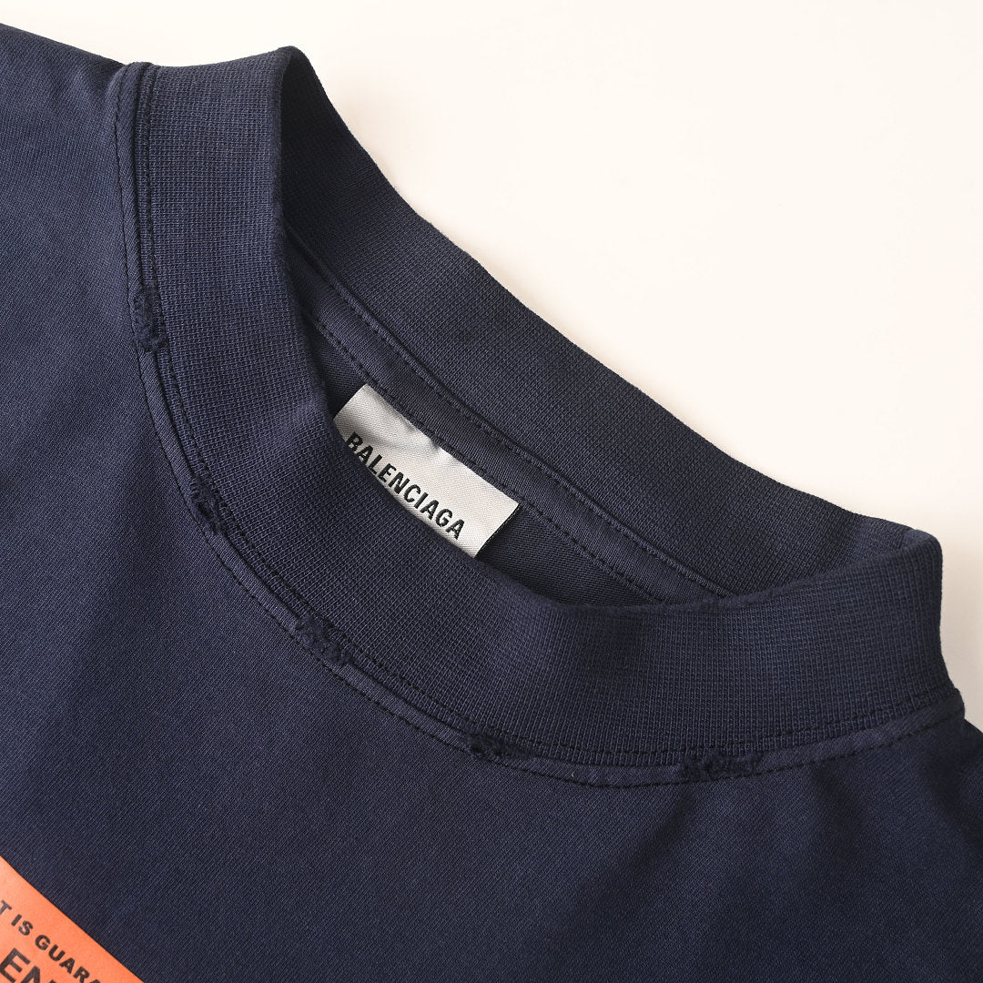 Balenciaga Caution Label Tie-Dye Stripe Oversized T-Shirt – Navy