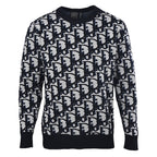 DIOR CD All-Over Logo Jacquard Knit Sweater in Cotton-Wool Blend (Two Colors)