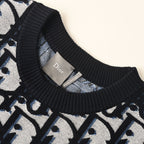 DIOR CD All-Over Logo Jacquard Knit Sweater in Cotton-Wool Blend (Two Colors)