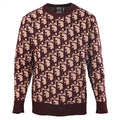 Dior Oblique All-Over Jacquard Knit Crew-Neck Sweater in Bordeaux & Blush