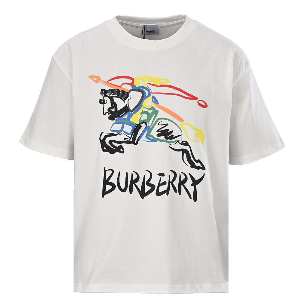 BURBERRY Graffiti Equestrian Knight Print Crew-Neck Short-Sleeve T-Shirt