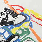 BURBERRY Graffiti Equestrian Knight Print Crew-Neck Short-Sleeve T-Shirt