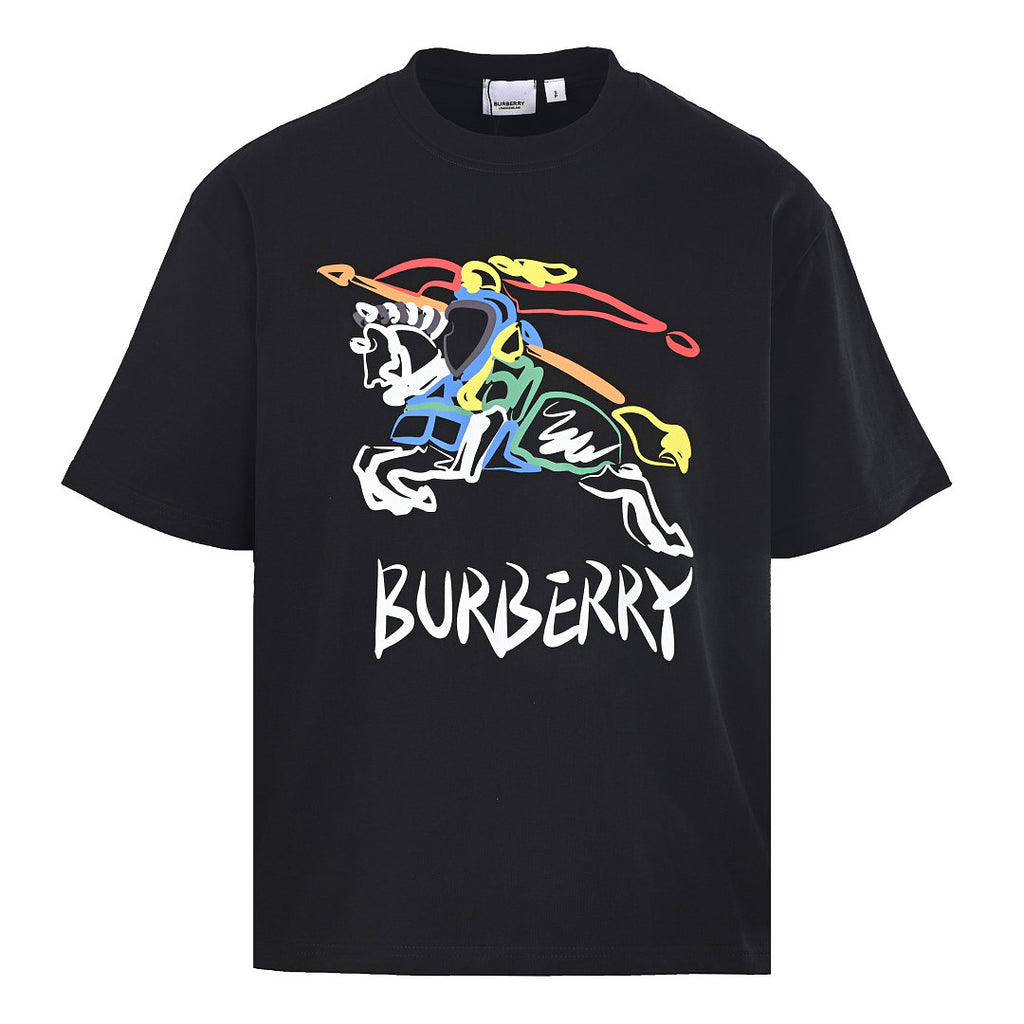 BURBERRY Graffiti Equestrian Knight Print Crew-Neck Short-Sleeve T-Shirt