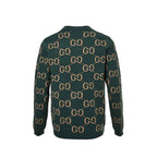 Gucci Forest Green All-Over Monogram Jacquard Crewneck Knit Sweater