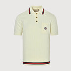Gucci 2026 Web Stripe Knit Polo — Ivory | Made in Italy