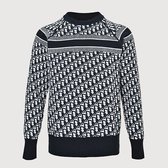 Dior Oblique Jacquard Cashmere Reversible Crewneck Sweater