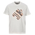 Fendi Roma Diagonal Embroidered Logo T-Shirt — Off-White
