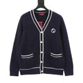 Gucci Navy Blue Contrast-Trim Cardigan