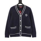 Gucci Navy Blue Contrast-Trim Cardigan