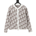 Dior White and Grey Oblique Zip-Up Cardigan