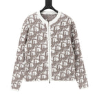 Dior White and Grey Oblique Zip-Up Cardigan