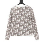 Dior White and Grey Oblique Zip-Up Cardigan