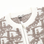 Dior White and Grey Oblique Zip-Up Cardigan