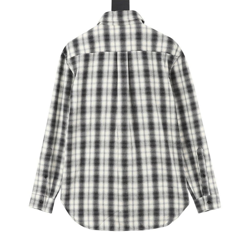 Balenciaga Black and White Plaid Button-Up Shirt