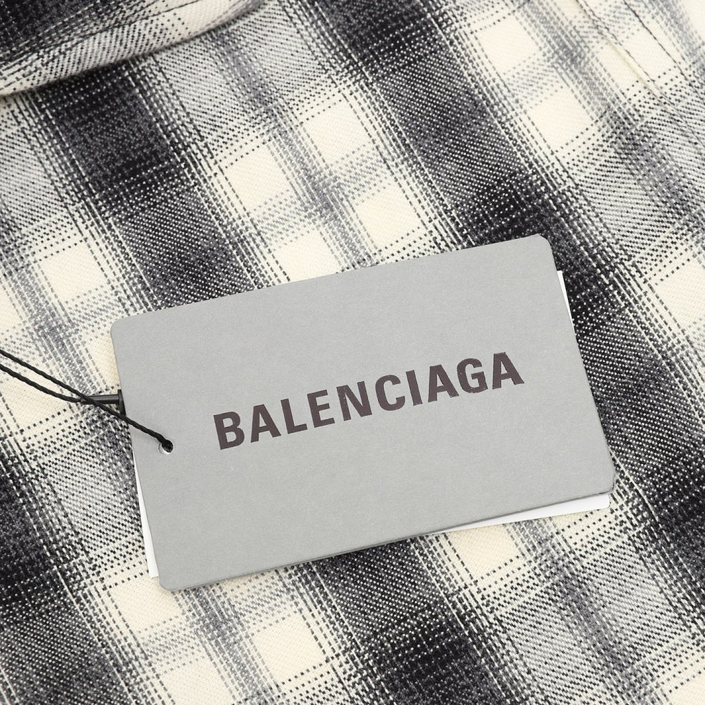 Balenciaga Black and White Plaid Button-Up Shirt