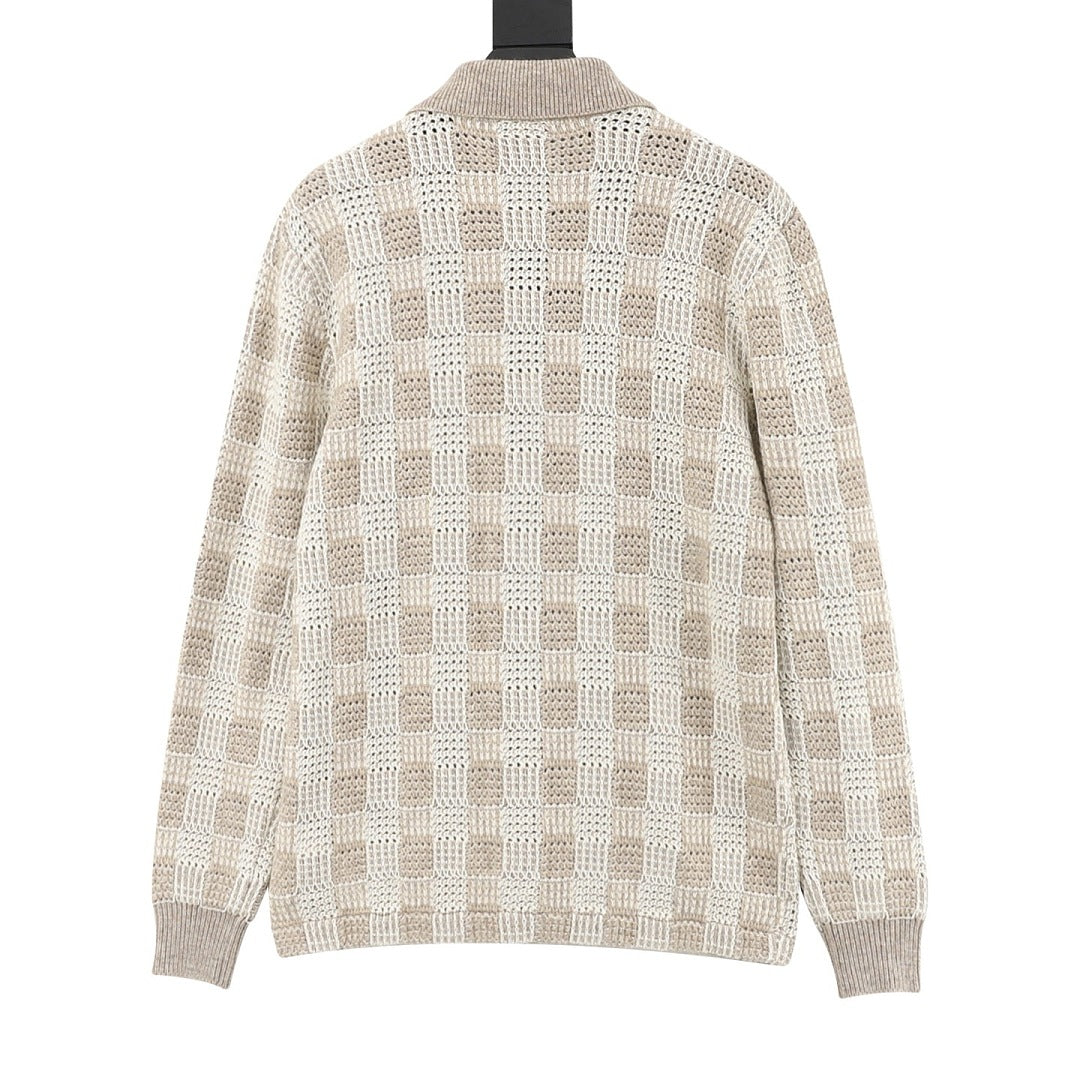 Louis Vuitton Cream Textured Knit Cardigan
