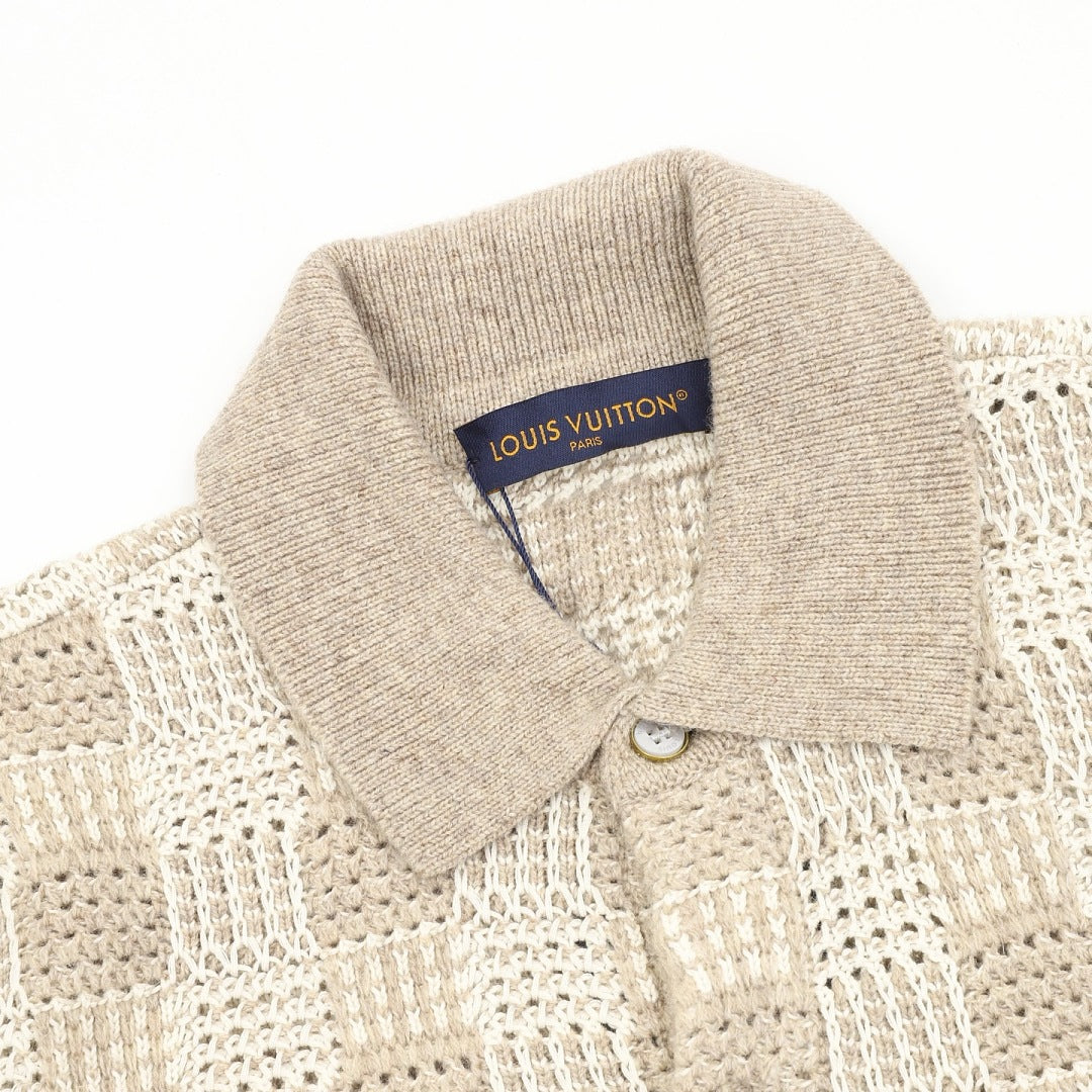 Louis Vuitton Cream Textured Knit Cardigan