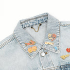 Louis Vuitton Light-Wash Denim Jacket with Patches