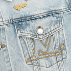 Louis Vuitton Light-Wash Denim Jacket with Patches