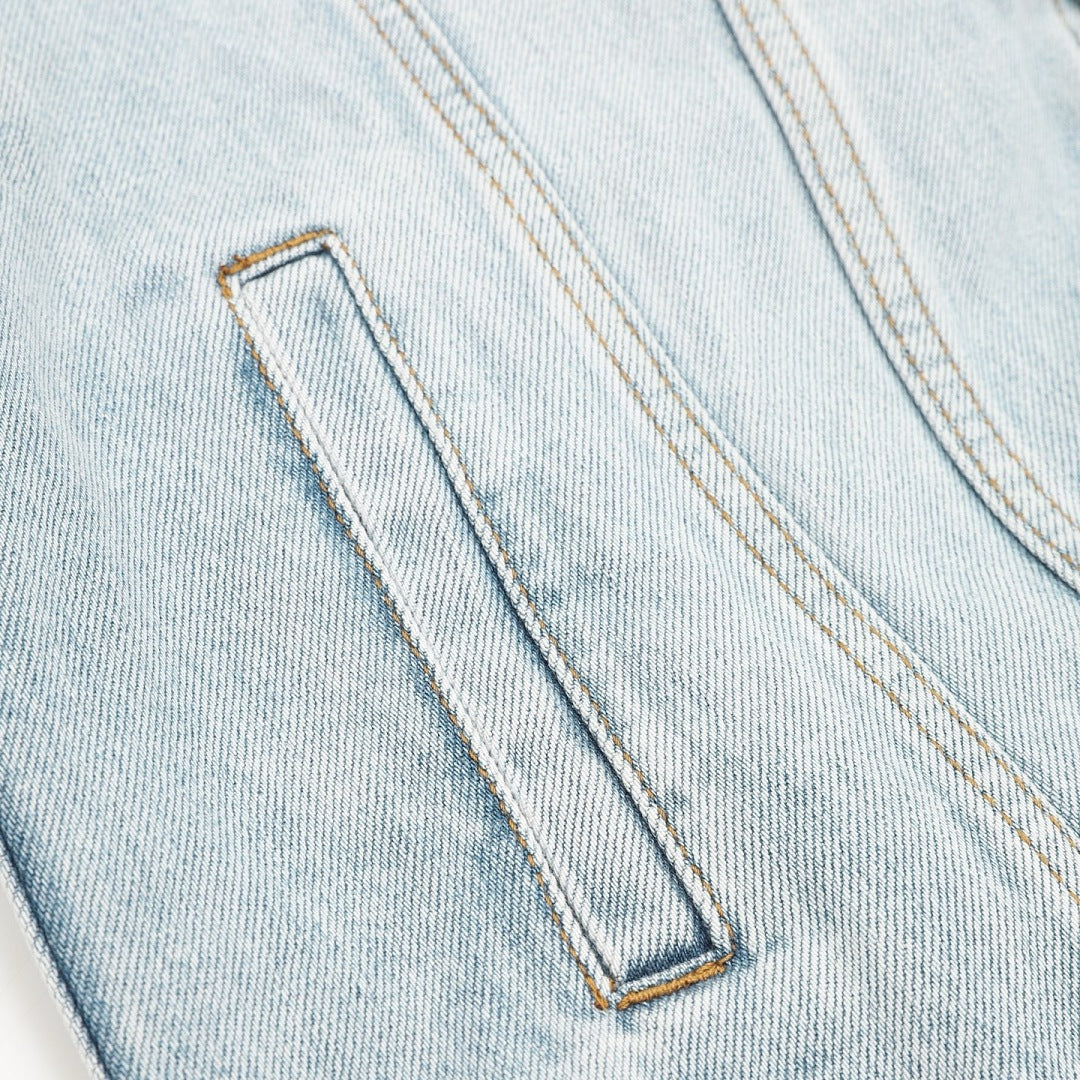 Louis Vuitton Light-Wash Denim Jacket with Patches