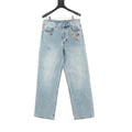 Louis Vuitton Light-Wash Denim Jeans with Playful Embroidery