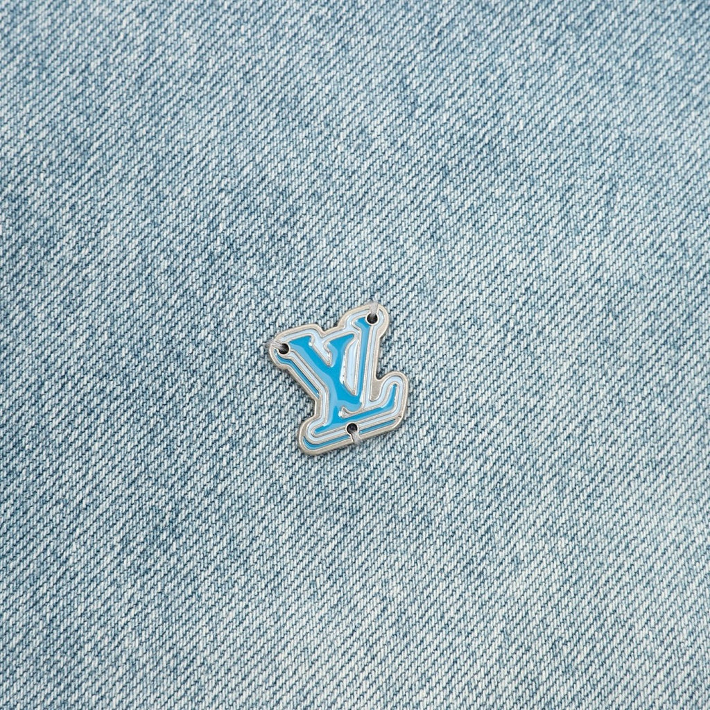 Louis Vuitton Light-Wash Denim Jeans with Playful Embroidery