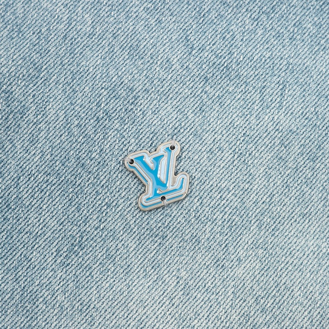 Louis Vuitton Light-Wash Denim Jeans with Playful Embroidery