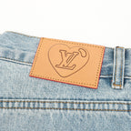 Louis Vuitton Light-Wash Denim Jeans with Playful Embroidery