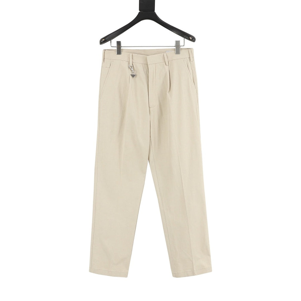 Prada Trousers with Triangle Logo Keychain
